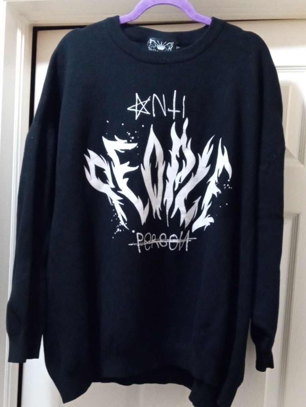 Men's Black Graphic Crewneck Sweater -b44 Killstar